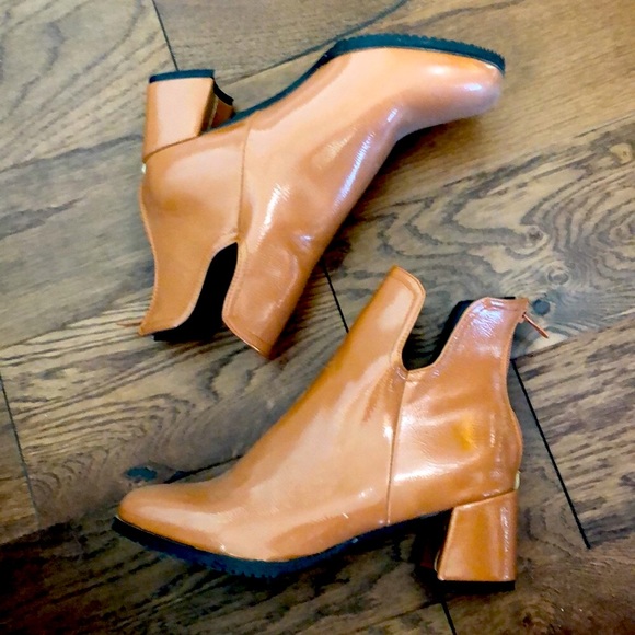 Square Toe Patent Leather Ankle Boots Size 10.5 - Picture 7 of 7